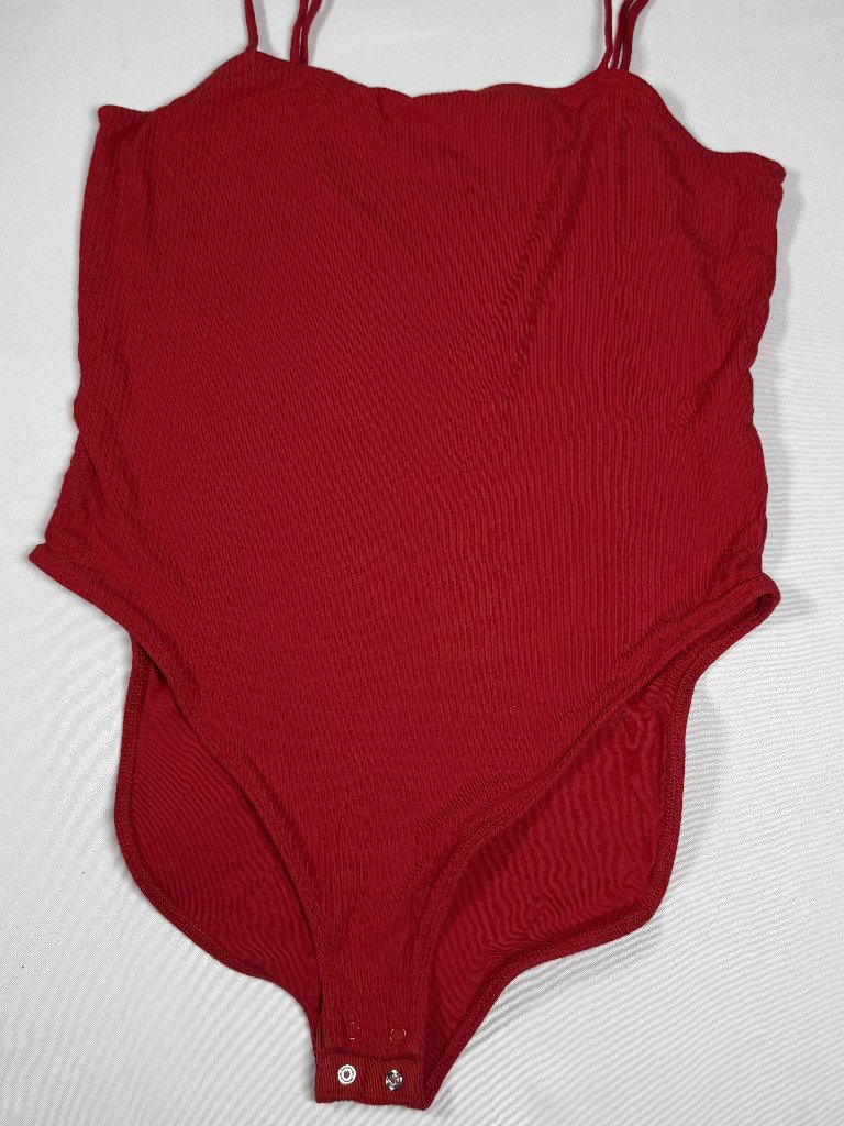 Old Navy Red Ribbed Bodysuit Cami Tank Top Women’s Xl Sleeveless Stretch